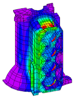 Displacement contours due to bolt loading