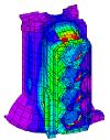 Displacement contours due to bolt loading