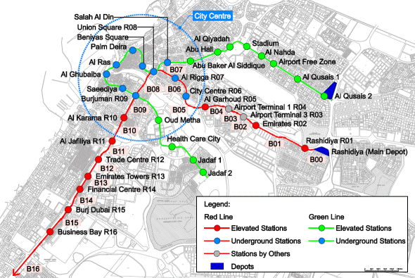 Dubai Metro Map. for the Dubai Metro light