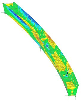 Typical absolute stresses in girder 1 from deck pour