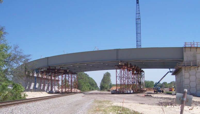 Avenues Walk Flyover showing falsework towers