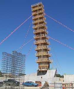 Bagley Street Pedestrian Bridge: Pylon construction