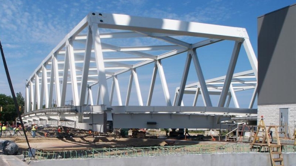 Truss/deck unit for Chelsea Street Bridge (Image: Flickr MASSDOT Photostream. Permission of use sought on 11/06/12)