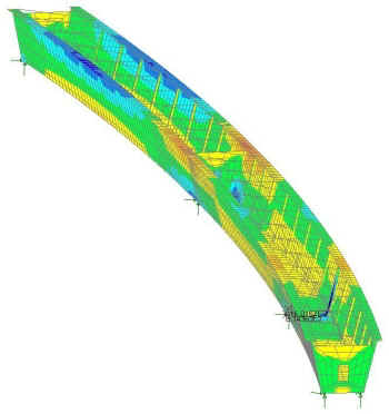 Typical absolute stresses in girder 1 from deck pour