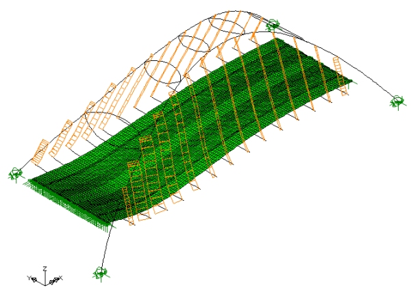 Axial forces in hangers from a particular vehicle loading pattern