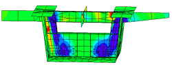 Vertical stress distribution at pier diaphragm