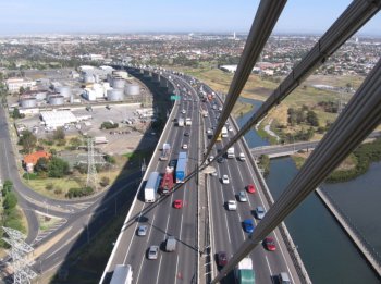 West Gate Bridge lane arrangement prior to upgrade