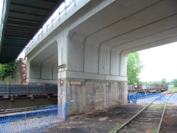 View showing retained masonry piers