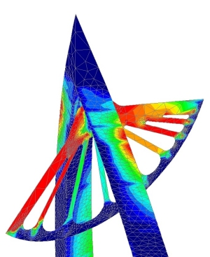 Localised stresses in upper legs of tower and cable anchorage unit