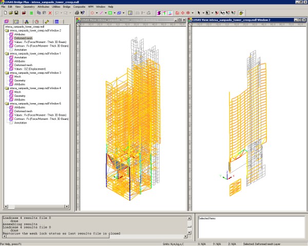 Typical axial stress results for Intesa Sanpaolo Tower