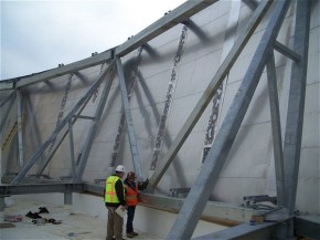 Wall panels on supporting steel frame
