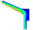 Hoop stress in top corner from steadt state thermal loading