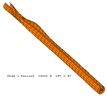 LUSAS model of boom showing first mode of failure